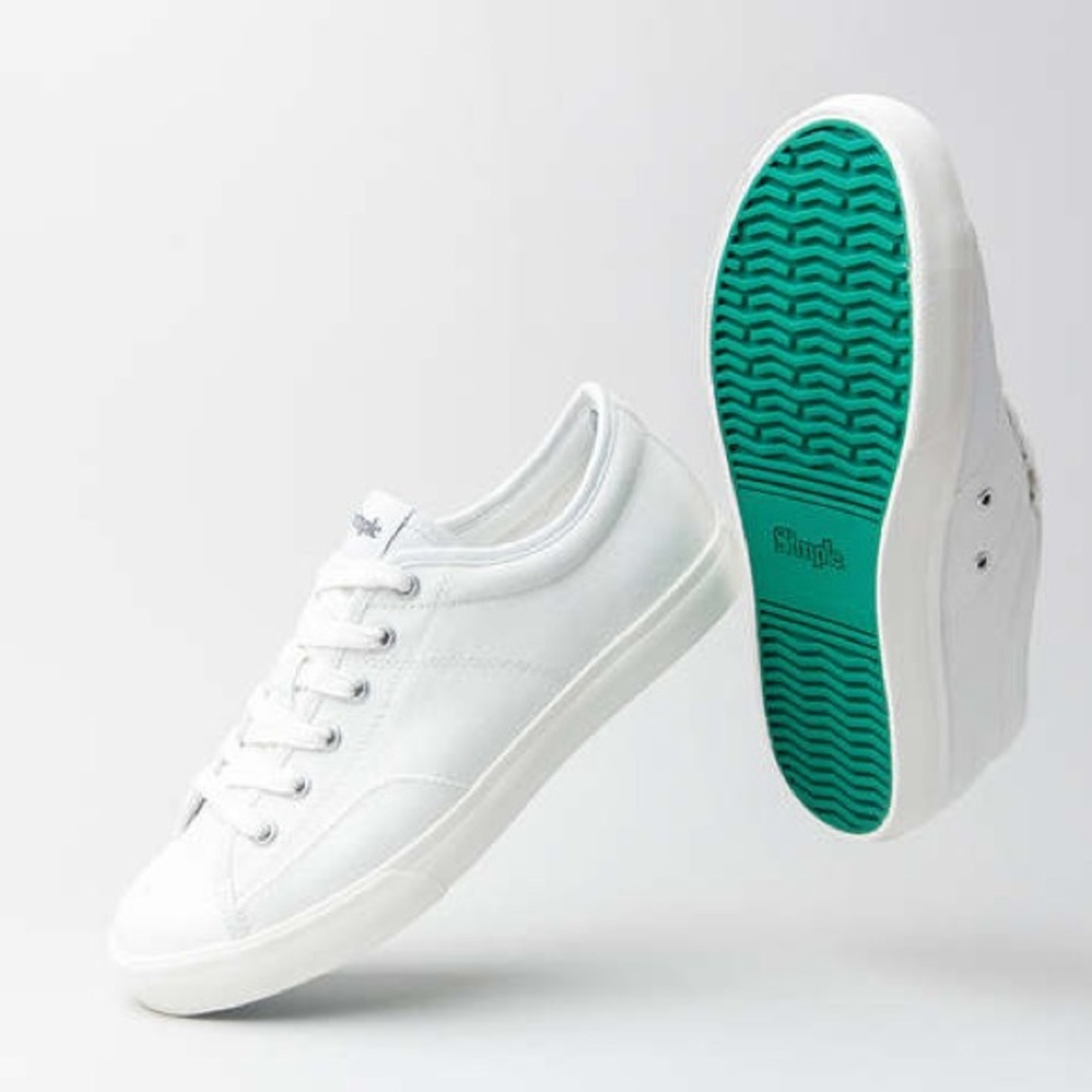 Simple White Unisex Sneakers with Green Soles